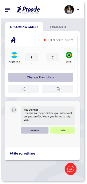 In this new edition of Proode, we've incorporated AI-based personalized recommendations to assist users in making predictions, along with a super easy onboarding process and a game manual for new users.